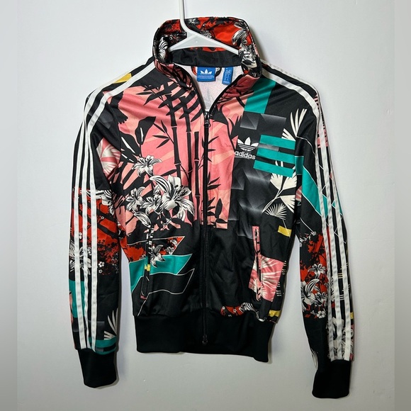 adidas Tops - Adidas Originals Firebird floral print x-small women’s full zip jacket